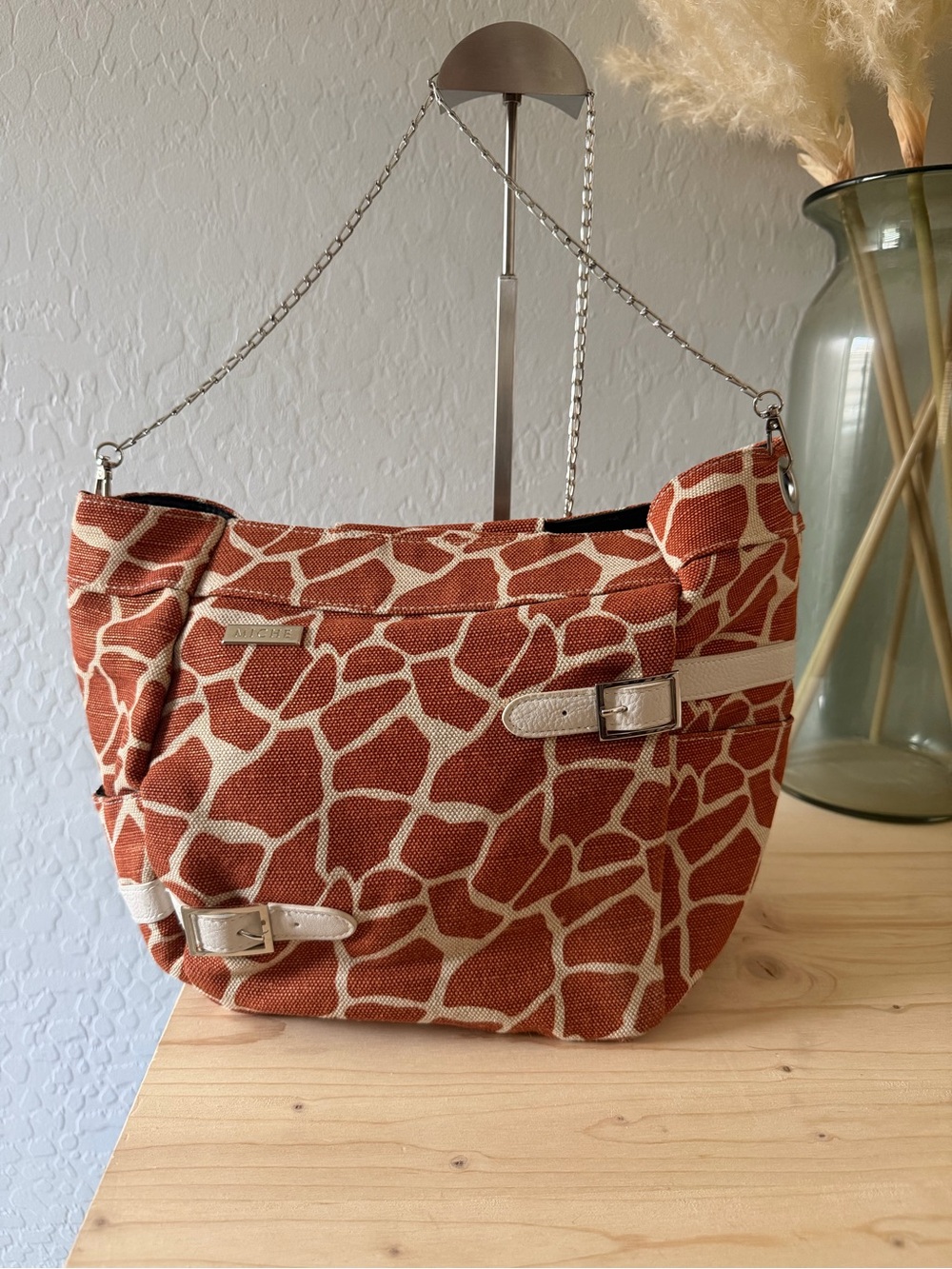 Miche Gianna Demi- Giraffe-Print Shoulder Bag in Rust and Cream